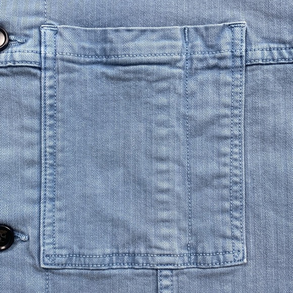 BLDWN Druid Woven Striped Collared Long Sleeve Button Up Jacket (Vintage Indigo) - Picture 12 of 16